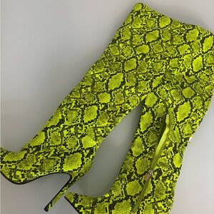 Yellow Snake Print Women's Boots